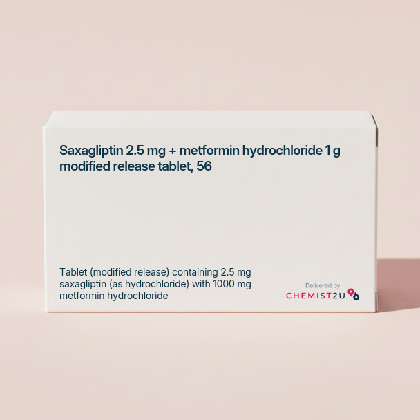 White plastic cylindrical medication container with Chemist2U logo.