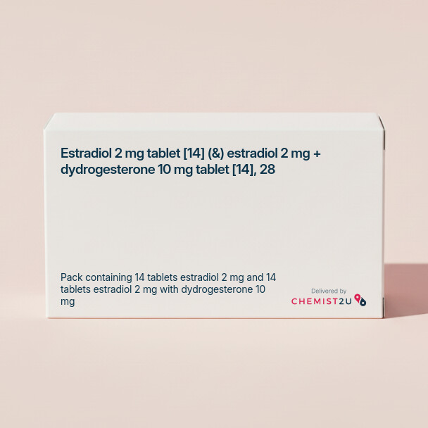 White plastic cylindrical medication container with Chemist2U logo.