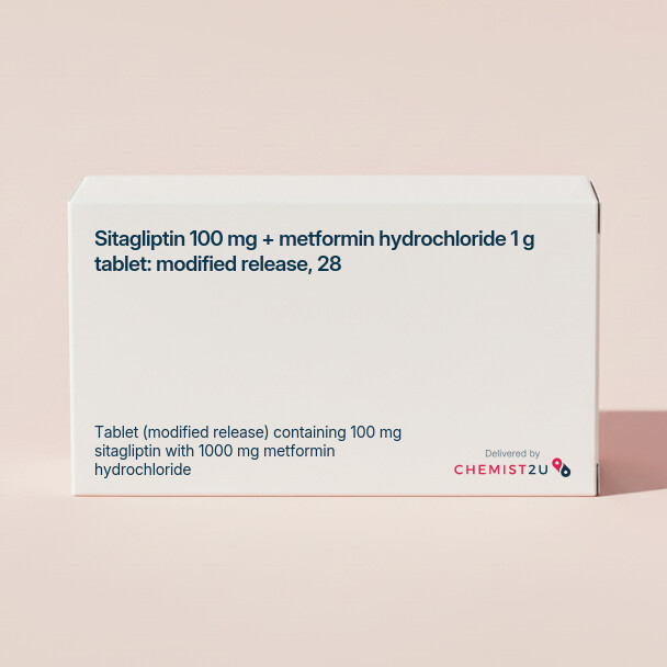 White plastic cylindrical medication container with Chemist2U logo.