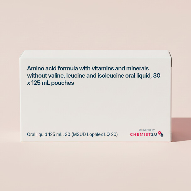 White plastic cylindrical medication container with Chemist2U logo.