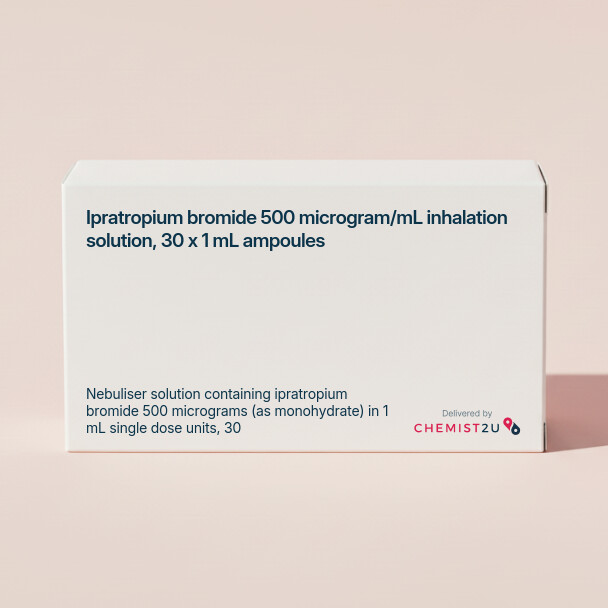 White plastic cylindrical medication container with Chemist2U logo.