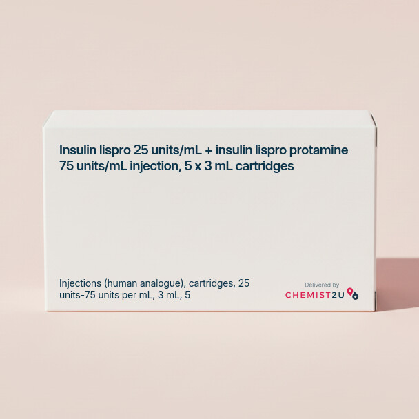 White plastic cylindrical medication container with Chemist2U logo.