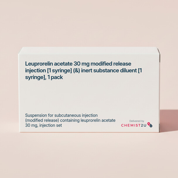 White plastic cylindrical medication container with Chemist2U logo.