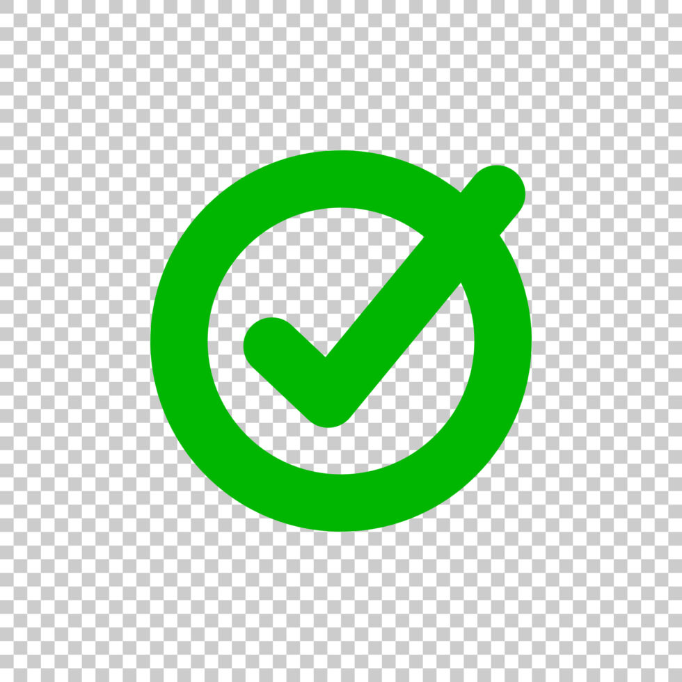 Checkmark icon isolated on transparent background. Authentication and verification. Vector.